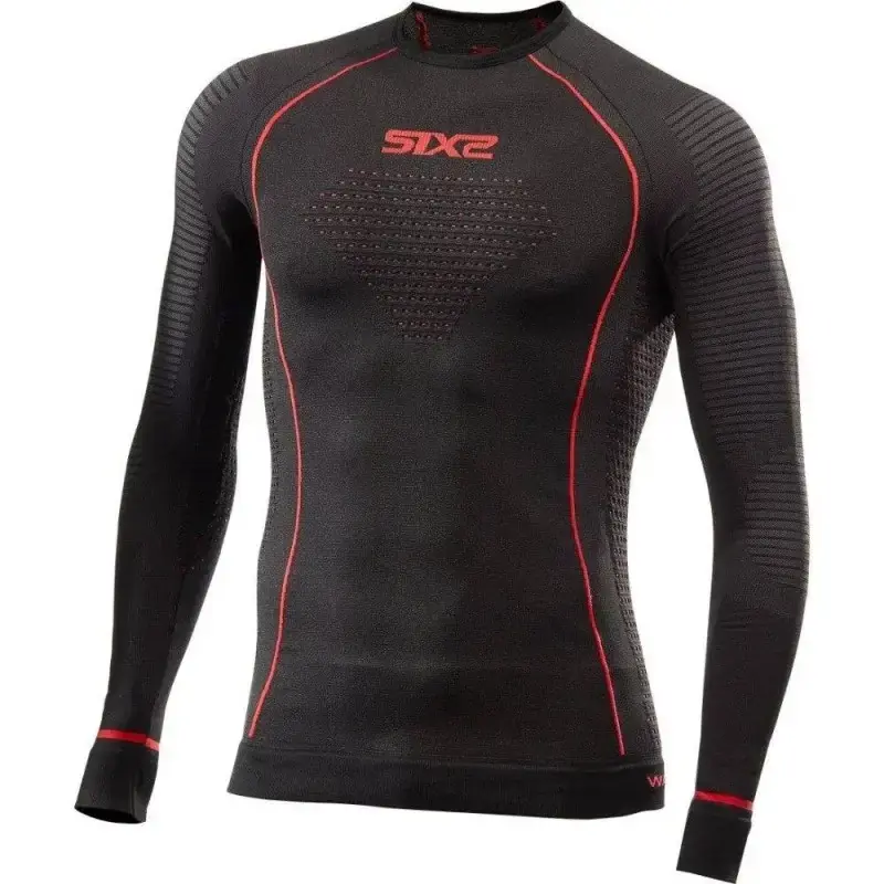 Popolare Maglia Intima Tecnica Termica Sixs TS2W-CU Nero Rosso