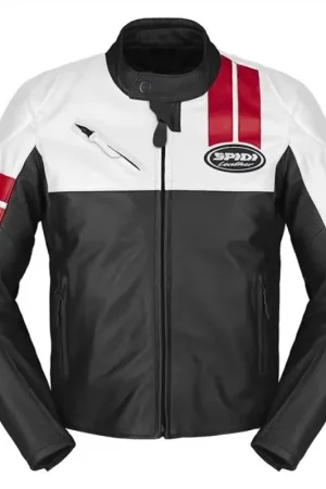 A Buon Prezzo Giacca In Pelle Spidi Roar Bianco Nero Rosso