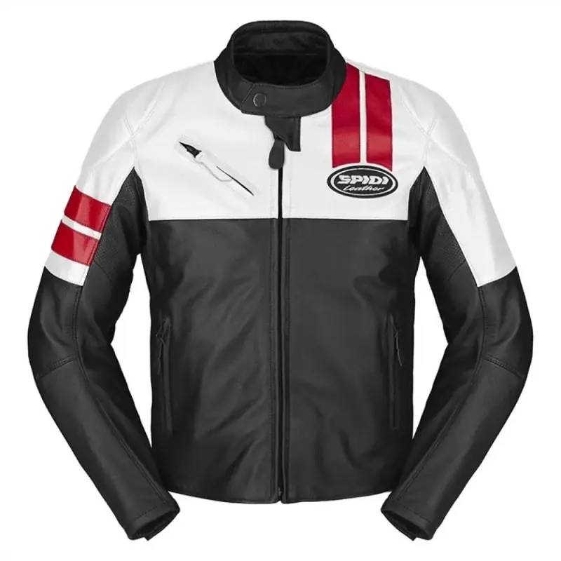 A Buon Prezzo Giacca In Pelle Spidi Roar Bianco Nero Rosso