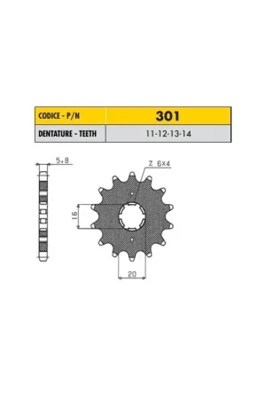 YAMAHA YZ 125 1981>1986 PIGNONE PASSO 520 CODICE 301 Quantità Limitata