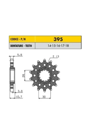 YAMAHA YZF R1 520 Conv. Marchesini Wheels 1000 1998>2014 PIGNONE PASSO 520 CODICE 395 Offerta