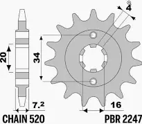 Popolare KTM DUKE 200 2012>2015 PIGNONE PASSO 520 CODICE 3D1