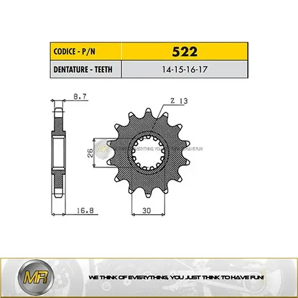 A Buon Prezzo HONDA VTR SP1 RC51 1000 PIGNONE 2000>2001 PASSO 530 CODICE 522