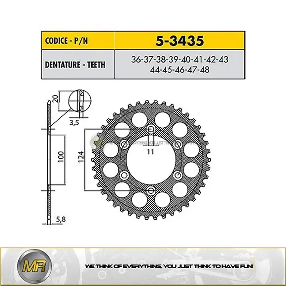 Reso Gratuito DUCATI MULTISTRADA double disk 620 2005>2007 CORONA PASSO 520 CODICE 5-3435