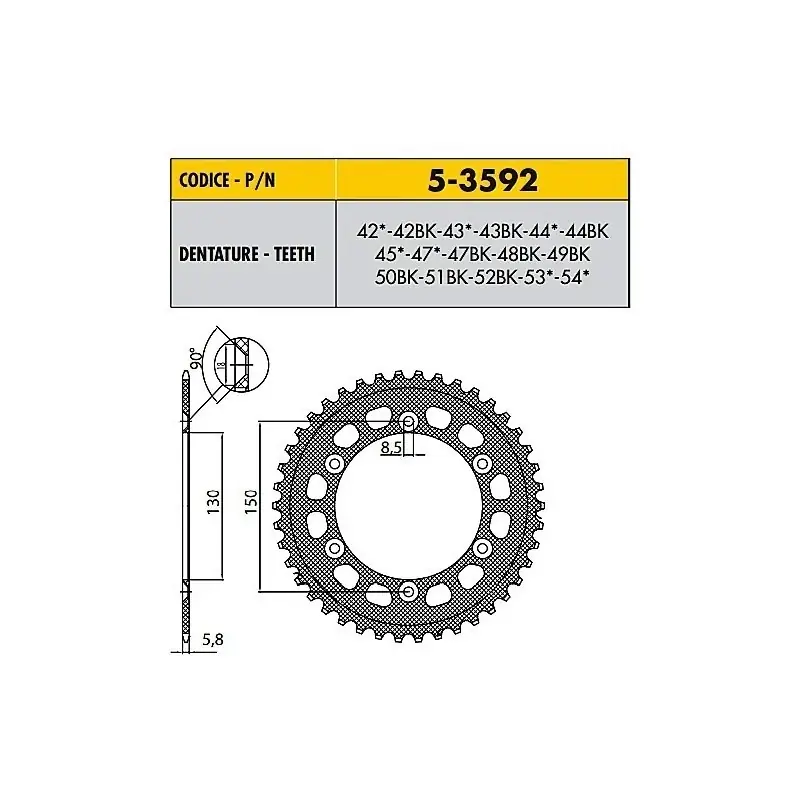 YAMAHA YZ F 426 1999>2002 CORONA PASSO 520 CODICE 5-3592 Reso Gratuito
