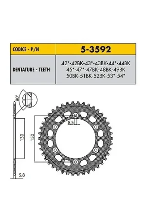 YAMAHA YZ F MONSTER 450 2022>2025 CORONA PASSO 520 CODICE 5-3592 Spedito Oggi