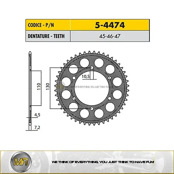 YAMAHA YZF R6 600 2006>2024 CORONA PASSO 525 CODICE 5-4474 Promo Stagionale