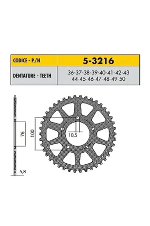 YAMAHA YZF R1 520 Conv. Marchesini Wheels 1000 1998>2014 CORONA PASSO 520 CODICE 5-3216 Novità