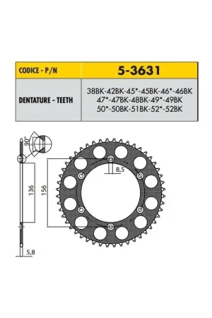 GAS GAS EC 125 2000>2011 CORONA PASSO 520 CODICE 5-3631 Novità