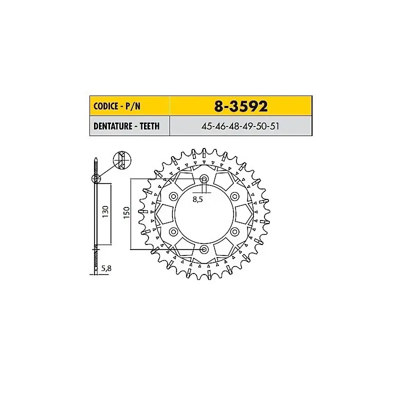 YAMAHA YZ F 426 1999>2017 CORONA PASSO 520 CODICE 8-3592 Offerta