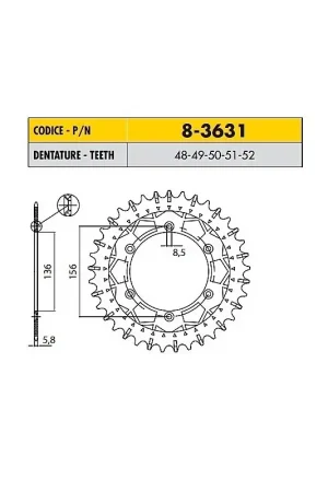 GAS GAS SM 450 2009 CORONA PASSO 520 CODICE 8-3631 Compra Adesso