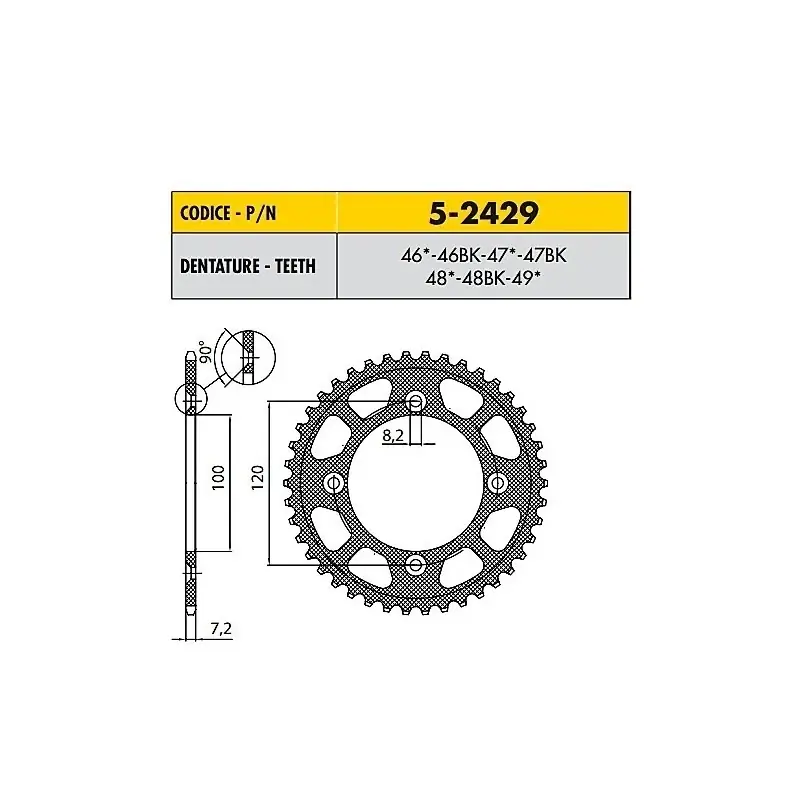 YAMAHA YZ 85 2002>2017 CORONA IN ERGAL BLACK SILENZIATA PASSO 428 CODICE 5-2429 Ultima Occasione