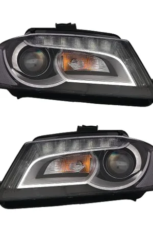 Occasione Imperdibile Coppia Fari Anteriori Audi A3 2008 Con Lenticolare Con Luce Diurna Parabola Nera Diurna LED con Motore