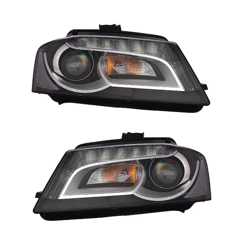 Occasione Imperdibile Coppia Fari Anteriori Audi A3 2008 Con Lenticolare Con Luce Diurna Parabola Nera Diurna LED con Motore