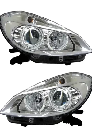 Ultimissimo Modello Coppia Fari Anteriori Renault Clio 2005 Con Lenticolare Tecn. Celis Parabola Cromata