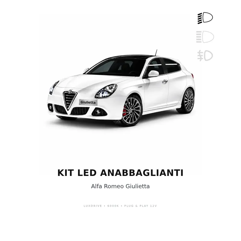 Acquista Ora Kit Lampadine LED 6000K Luce Bianca Anabbaglianti per Alfa Romeo Giulietta 2010-2025 – 2 Anni di Garanzia