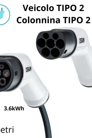 Cavo di Ricarica Auto Elettrica Tipo 2 7 Pin 16A 3,6 kWh Compatibile con Colonnine e Wallbox Affare