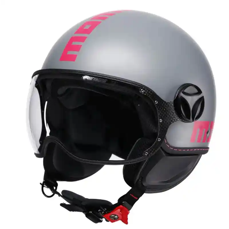 Casco Jet Momo Design FGTR Classic Fluo Matt grey / Fucsia ECE2206 Saldi
