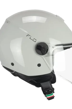 Casco CGM Demi Jet 167R FLO Mono Grigio Bigio Lucido Visiera Lunga ECE 22/06 Professionale