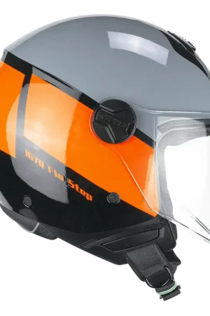 Casco CGM Demi Jet 167R FLO STEP Grigio Arancione Visiera Lunga ECE 22/06 Pagamento Sicuro