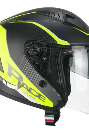 Casco CGM Jet 127A DEEP RACE Grafite Giallo Fluo Opaco ECE 22/06 New Direttamente Dal Produttore