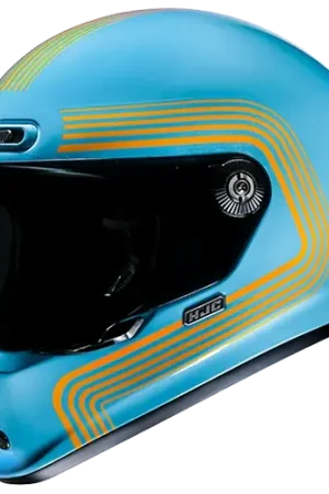 Ultimissimo Modello Casco Moto Integrale Hjc V10 FONI MC27 Azzurro Lucido Arancio