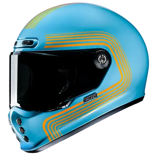 Ultimissimo Modello Casco Moto Integrale Hjc V10 FONI MC27 Azzurro Lucido Arancio