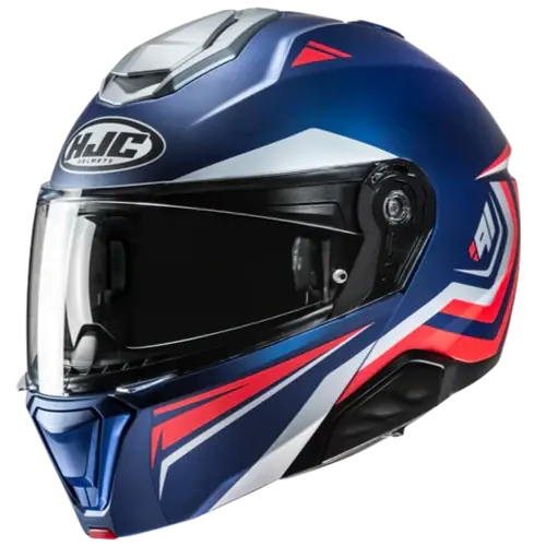 Vendita Finale Casco Moto Modulare Hjc i91 TRICUS MC21SF Blu Opaco Argento Rosso