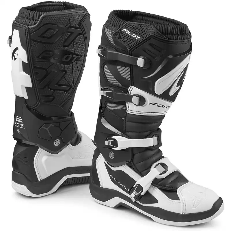 Economico Stivali Motocross Forma Boots PILOT Nero Bianco