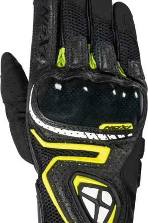 Economico Guanti Moto Estivi IXON RS5 AIR Nero Giallo Fluo In Pelle