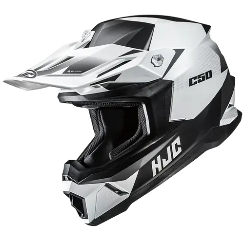 Casco Integrale Motocross HJC C50 SLIDE MC10SF Nero Bianco Grigio Opaco Pagamento Sicuro
