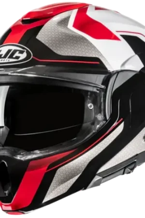 A Buon Prezzo Casco Moto Modulare HJC F100 BIOS MC1 Bianco Nero Argento Rosso Lucido
