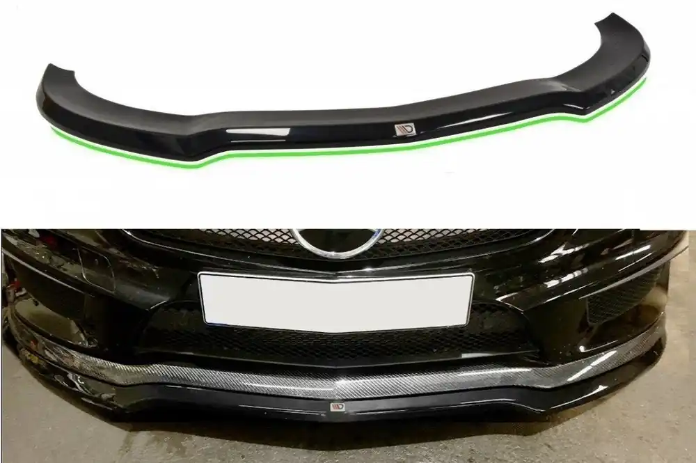 Pagamento Sicuro Splitter anteriore v.1 MERCEDES CLA 45 AMG C117 (PREFACE) nero opaco (Cod. ME-CLA-117-AMG-FD1T)