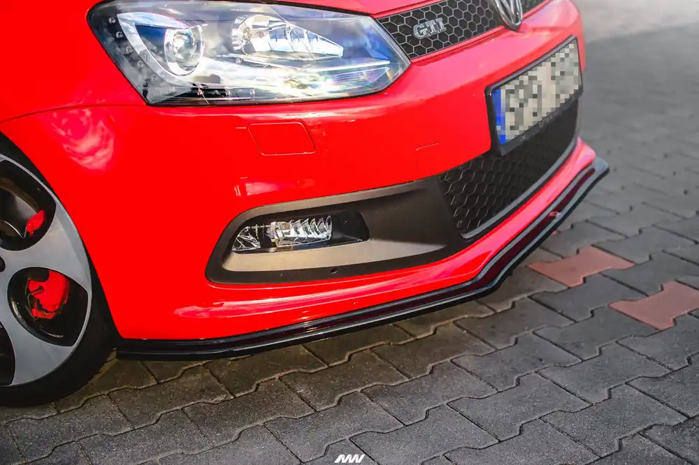 Prezzo Basso Splitter anteriore V.2 VOLKSWAGEN POLO MK5 GTI 6R PREFACE nero opaco (Cod. VW-PO-5-GTI-FD2T)