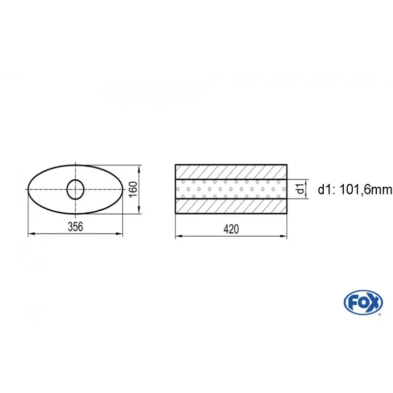 Universal-Silencer Ovale senza tubo Unione - Blank 818 D1Ø 101,6mm Lunghezza 420mm (Cod. UNI-81842 Promo Stagionale