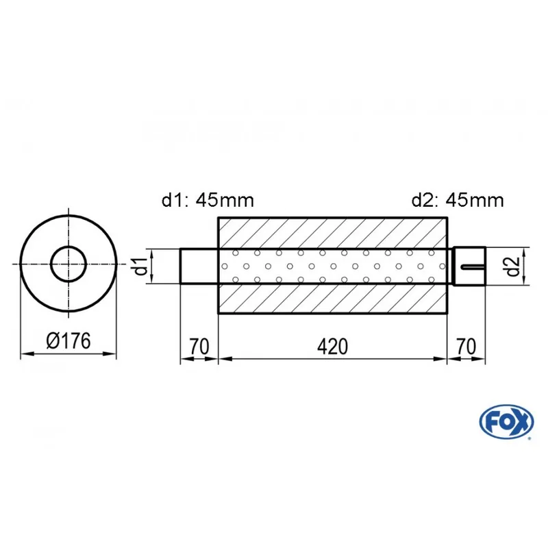 Scelto Dai Clienti Universal-Silencer Round with Pipe Union - Blank 556 D1Ø 101,6 mm all‘esterno, D2Ø 101,6mm all‘int