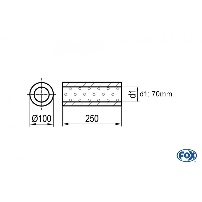 Direttamente Dal Produttore Universal-Silencer rotondo senza tubo Unione - Ø 100mm D1Ø 70mm Lunghezza 250mm (Cod. UNI-3142507