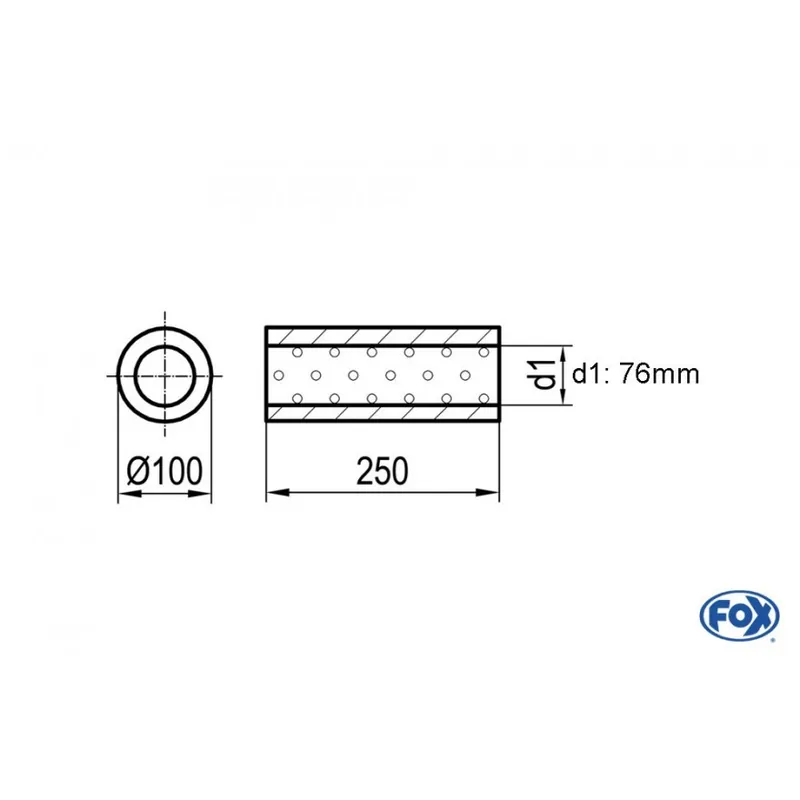 Compra Adesso Universal-Silenziatore rotondo senza tubazioni Unione - Ø 100mm D1Ø 76mm Lunghezza 250mm (Cod. UN