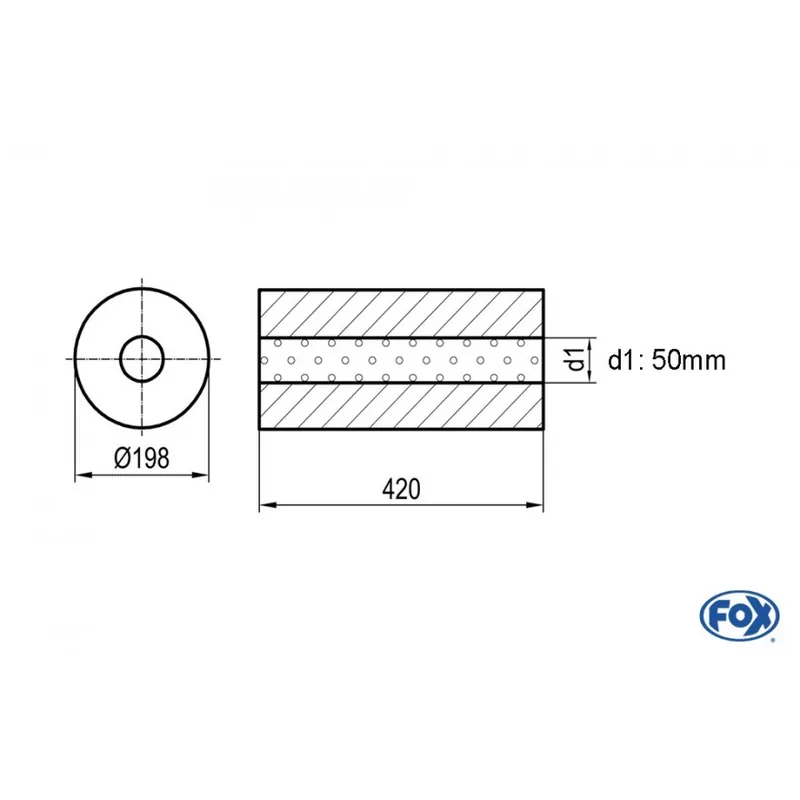 Novità Universal-Silencer Round senza tubo Unione - Blank 626 D1Ø 45mm Lunghezza 420mm - Ø 198mm (Cod. U