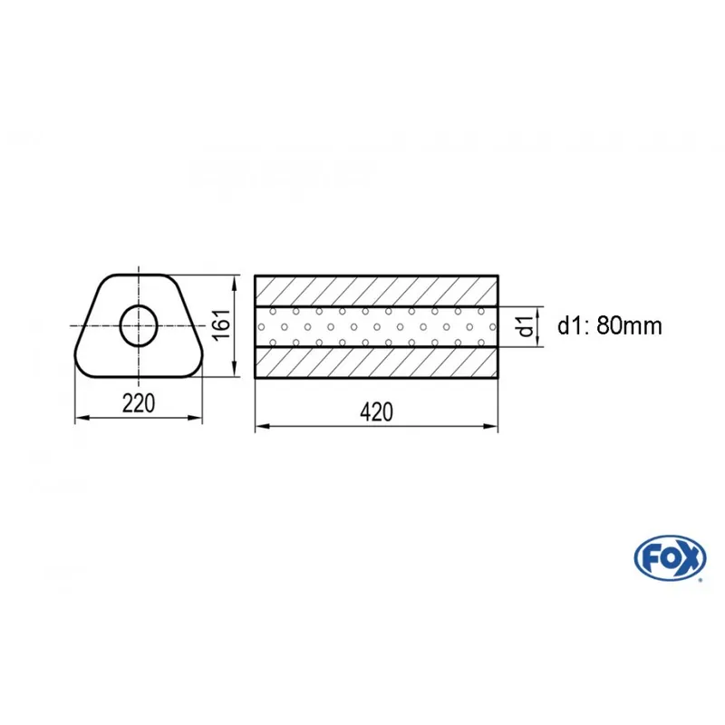 Universal-Silencer Trapeze senza tubo Unione - Blank 644 D1Ø 80mm Lunghezza 420mm (Cod. UNI-644420 Compra Online