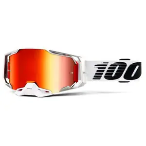100% - MASCHERINA MOTOCROSS ARMEGA LIGHTSABER LENTE A SPECCHIO HYPER ROSSO Di Tendenza