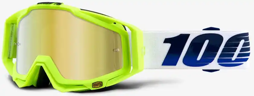 100% - MASCHERINA MOTOCROSS RACECRAFT GP21 CON LENTE A SPECCHIO ORO Direttamente Dal Produttore