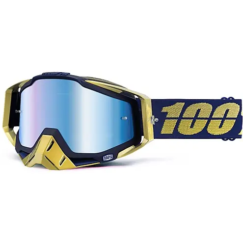 100% - MASCHERINA MOTOCROSS RACECRAFT RENAISSANCE CON LENTE A SPECCHIO BLU Saldi